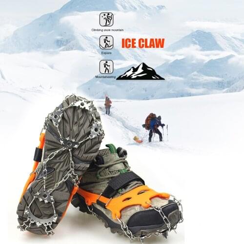 2pcs 23 Teeth Stainless Steel Strengthened Ice Claws Outdoor Anti-Skid Climbing Hiking Snow Ice Gripper Spike for Shoes Crampons