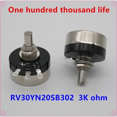 2pcs RV30YN20S B302 3W , 3K ohm Adjustable Resistance of Single Ring Carbon Film Potentiometer