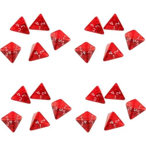 20Pcs Red Gem Polyhedral Dices Set D4 Die Four-sided Dice for Dungeons & Dragons Table Games