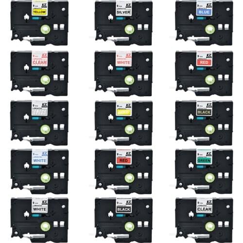 3Pcs 9mm Multicolor Laminated Label Tape label ribbon tze tape for Brother p-touch printers as Tze-221 tze-221 tze221 tz 221