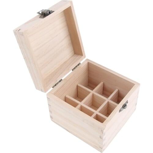 9 Grids 10ml Aromatherapy Essential Oil Wooden Box Storage Case Container