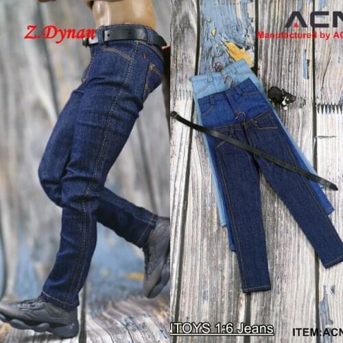 ACNTOYS 1/6 Scale Trend Doll Clothing Mens Slim Jeans With Belt ACN001 Model Toy Clothing for 12 Inch Dolls Action Figure