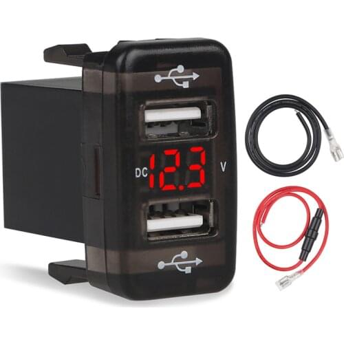 2.1A Quick Charger for Phone 5V 4.2A Car USB Socket Charger 12V LED Digital Voltmeter Green Blue Red Volt Meter For Toyota