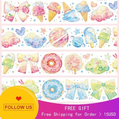 1 Loop 5cmx100cm PET Sweet Dessert Decorative Food Washi Tape Sample Bright