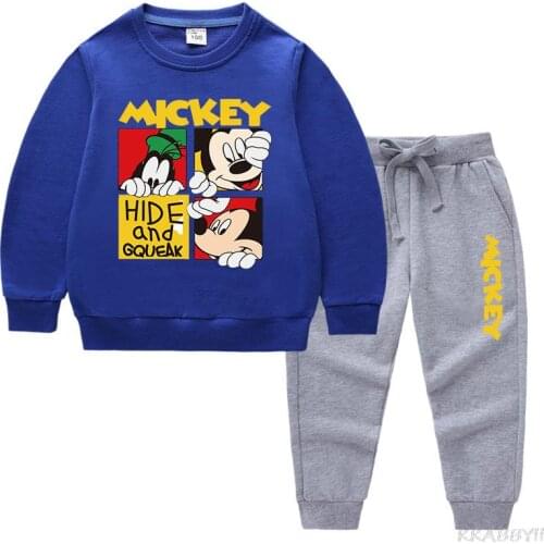 Disney Mickey Kids Tracksuit Boys Clothes Set Hoodies and Pants Girls Sportwear Clothing Cartoon Sport Suit