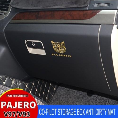 For Mitsubishi Pajero V97V93 V87 12-18 Car Co-Pilot Storage Box Anti Dirty Mat PU Lether Carbon Fiber Sticker Car Accessories