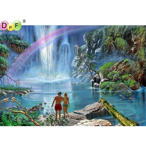 DPF 5DCouple under the rainbow full Round Diamond Painting Mosaic DIY Magic Cube Cross Stitch art craft Diamond Embroidery Decor