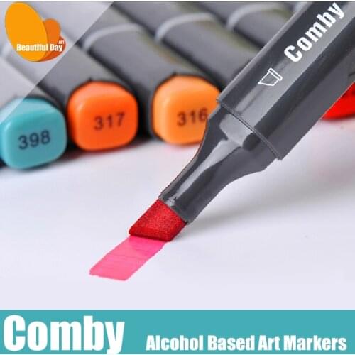Comby Alcohol based twin art permanent marker pen color suit with free case