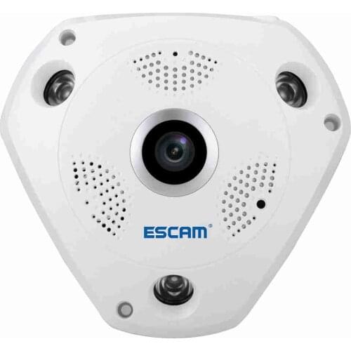 ESCAM QP180 960P Panoramic WiFi IP Camera 1.3MP HD Fisheye Home Security Camera with Two-way Audio, IR Night Vision