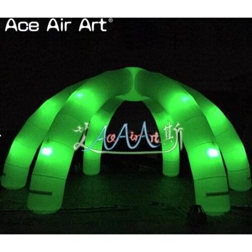 Lighting led Giant inflatable spider tent 6 legs party dome house structure standing without cover for exhibition