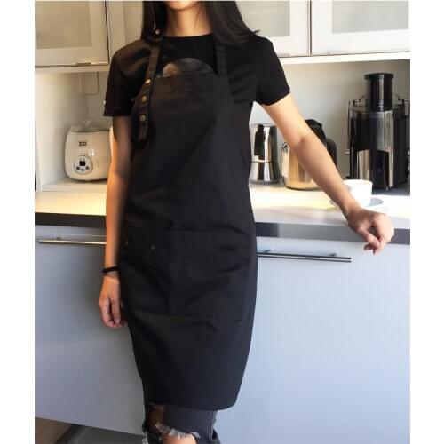 Fashion Canvas Cotton Apron Coffee Shop Hairdresser Sleeveless Work Overall Bib Cooking Kitchen Clothing Antifouling Print Logo