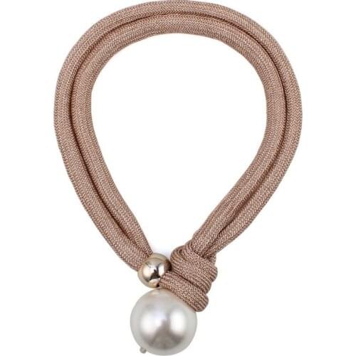 Bib Rope Chain Long Big Bead Ball Simulated Pearl Pendant Necklace for Women Florate Brand Handmade Statement Necklace Jewelry