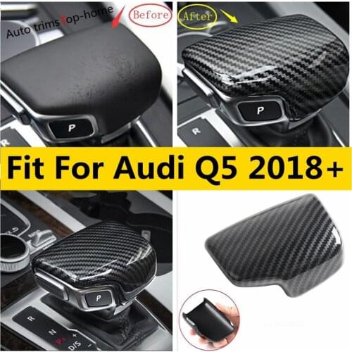 For Audi Q5 2018 2019 2020 2021 Stalls Gear Shift Knob Sticker Decor Cover Trim Carbon Fiber Look Interior Accessories