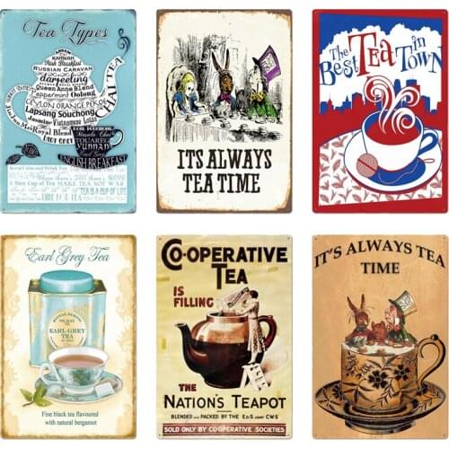 Tea Bar Wall Decor Poster Plate Sign Plaque Metal Tea House Iron Painting Vintage Sea Shabby Chic In Kitchen Decorative