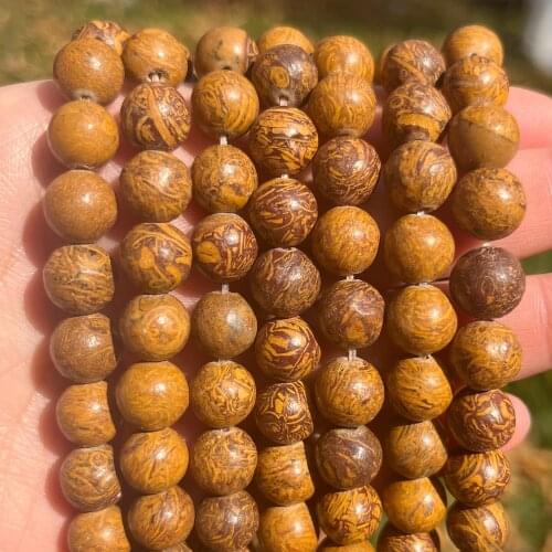Natural Elephant Skin Jasper Stone Round Beads For Jewelry Making Bracelet 15inches 4/6/8/10/12mm Pick Size