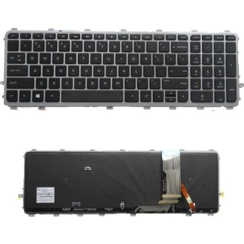 SSEA New US Laptop Keyboard for HP Envy 15-J 17-J M7-J Backlit Keyboard Silver Frame