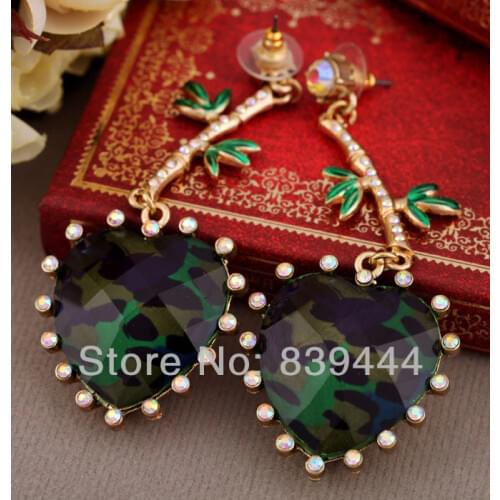 New Arrival Jewelry Fashion Green Moonstone Water Drop Earrings