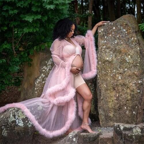 One Layer Big Feather Long Sleeve Tulle Party Evening Dresses 2020 Sexy Ivory Prom Dress Gown Women Plus Size robe de soiree