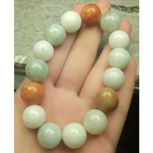 Certified 3 Colours Natural A Jade Jadeite 12mm Bead Bangle Stretchy Bracelet