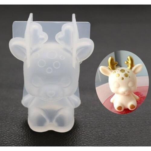 3D Silicone Mold DIY Geometry Stereo Bear Deer Cat Animal Mold Ornament Mold Cake Decoration Tools Ornament Mold Epoxy Mold