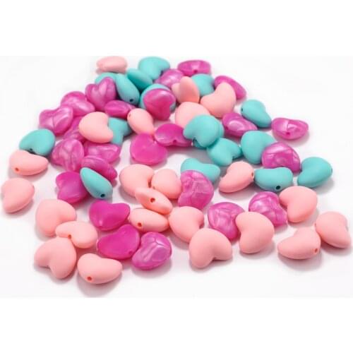 Sutoyuen 50pc BPA Free Silicone Heart Beads For DIY Jewelry Making Teething Necklace Bracelet Baby Chew Toys Silicone Bead