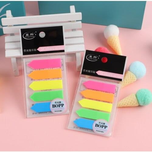 Creative StationeryIndex Paste Label Stickers Fluorescent Classification PVC Ruler Card Memo Pad Sticky Notes Bookmark