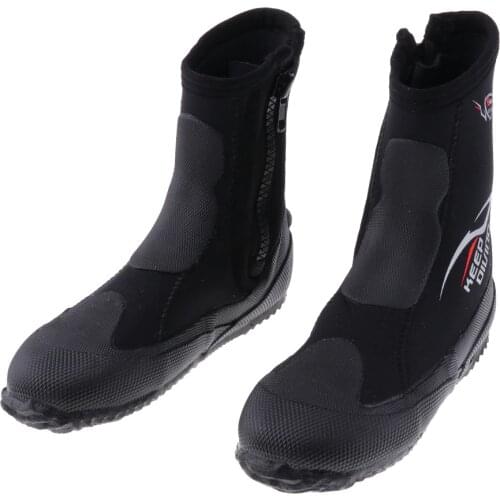 Unisex 5mm Premium Neoprene Hi Top Wetsuits Zipper Boot Diving Boots Water Sports Snorkeling Booties Shoes for Men Women