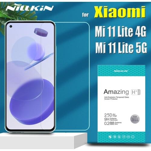 Nillkin Tempered Glass for Xiaomi Mi 11 Lite 5G 9H Hard Full Coverage Clear Safety Protective Screen Protector on Mi11 Youth 4G