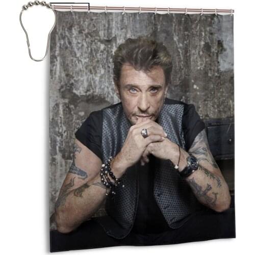 NEW rock singer Johnny Hallyday Curtains Bathroom Curtain Frabic Waterproof Polyester Bathroom Curtain with Hooks