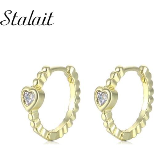 Gold Color Zircon Shine Heart Hoop Earrings For Women Romantic Colorful Rhinestones Crystal Jewelry 2021 New Trendy Wedding