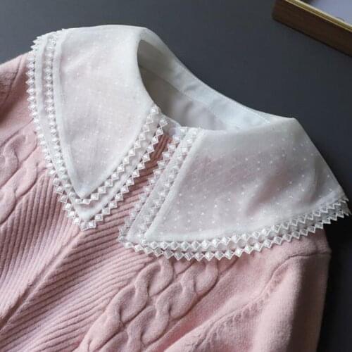 Women Solid Detachable Lapel Choker Necklace Double Layer Shirt False Collar Female White Detachable Shirt Fake Collar Decor