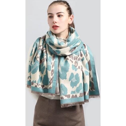 Winter luxury brand design women cashmere scarf soft double-sided jacquard print warm scarf shawl
