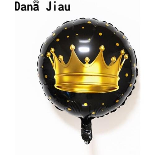 18inch gold crown black balloons Happy birthday Party Decoration wedding Balloon holiday Aluminum Inflatable Foil Ball kids toy