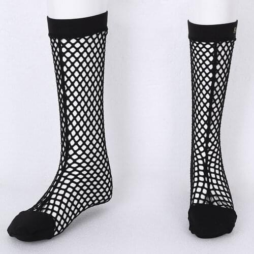 1 Pair Homme Stretchy Calf Length Long Stockings Fashion Hollow Out Fishnets Socks Men Breathable See Through Net Mesh Stocking