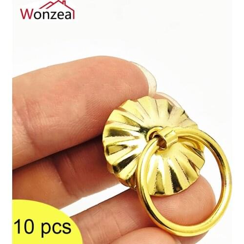 10pcs Antique Sun Drawer Golden Bronze Color Ring Pin Handle Drawer Cabinet Desk Pull Knob Furniture Hardware