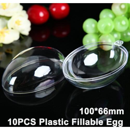 Behogar 10pcs Easter Eggs Clear Plastic Fillable Ball Ornaments for Home Easter Christmas Wedding Party Decor 100 x 66mm