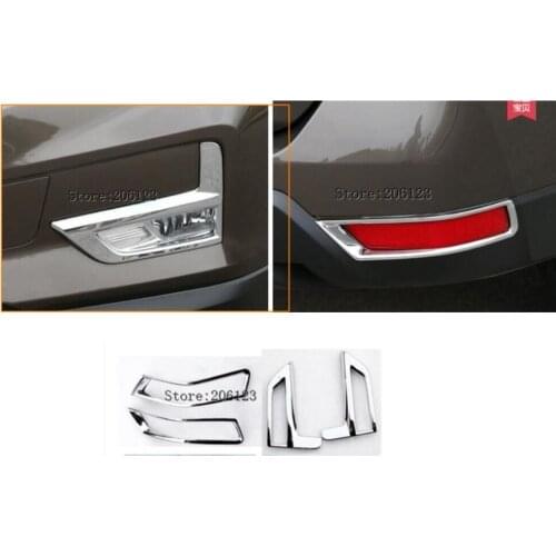 2017 2018 For Nissan Rogue X-Trail T32 Facelift XTrail Front + Rear Fog Light Lamp Cover Chrome Bumper Reflector Accessories