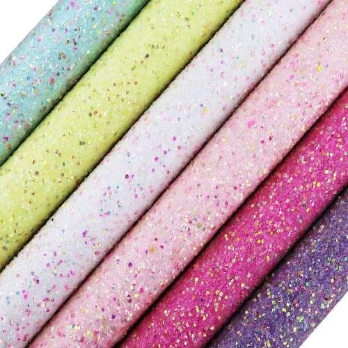 30x134cm Mix Chunky Glitter Fabric Leather Mini Roll With Same Color Twill backing For Shoes Bows wedding decoration DIY AY302