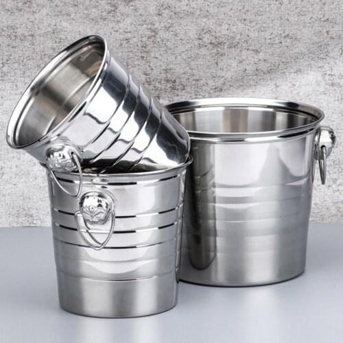 3L/5L/7L High Quality Stainless Steel Ice Bucket Thick Ice Holder Container for Bar Party Wine Barrel Silver