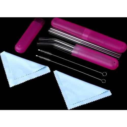 4Pcs/Set Eco-Friendly Reusable Glass Drinking Straws Set For Glass Mug Glass Straw With Cleaner Brush Or Straw Box