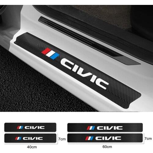 For Honda Civic 10th 8th Type R 2008 2012 2018 2006 Accessories 4PCS Carbon Fiber Car Door Sill Guard Protected Leather Stickers