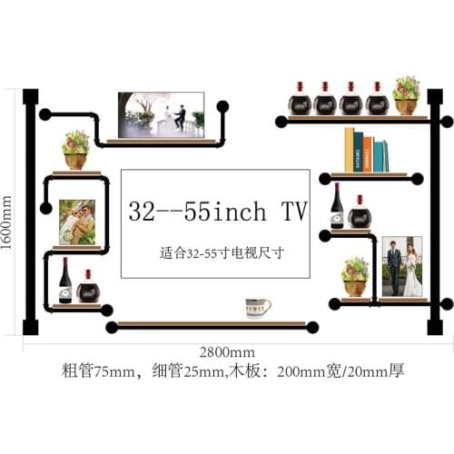 Antique Design Wine Rack Made Of Pine Wood And Iron Pipe\\\\Audio Shelf rack Home Media Component Shelf Rack TV Cabinet