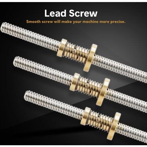 Anti-Backlash Nut + 200mm 300mm 400mm 500mm T-type fuso Trapezoidal T8 Lead Screw 8MM Thread 8mm For 3D Printer & CNC