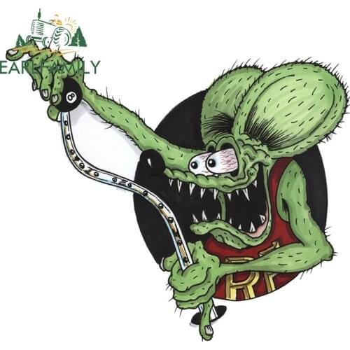 EARLFAMILY 13cm x 11.5cm for RAT FINK Vinyl Car Stickers Cartoon Car Assessoires Trunk Windows Decal Waterproof Sunscreen Decor