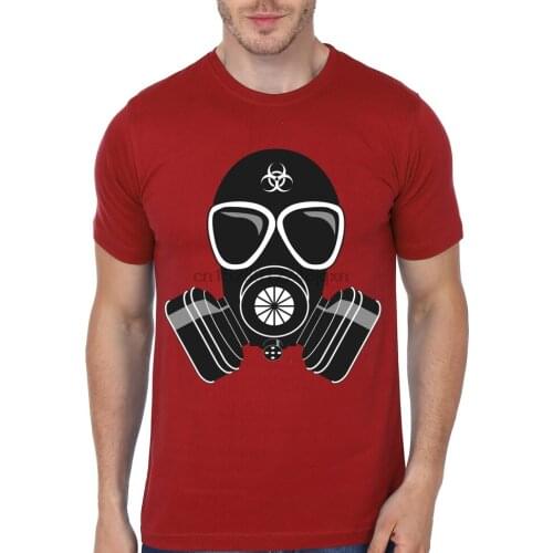 A Black Gas Mask Red Half Sleeve T Shirt