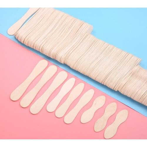 50X Ice Cream Popsicle Wooden Sticks Ice Cream Spoon Hand Crafts Lolly Cake Tools Wood Taster Spoons for Ice Cream Dessert DIY