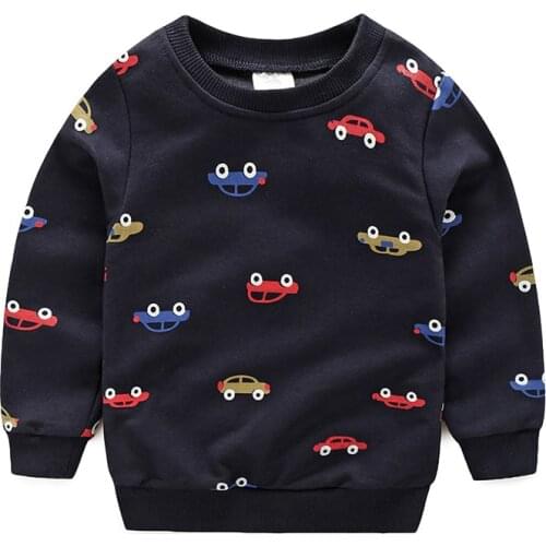 2020 Spring Autumn 8 9 10 Years 130 140 cm Child Pullover Outerwear Multi-color Cartoon Car Print Sweatshirt For Kids Baby Boy