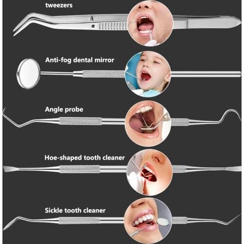 Hot Sale 3/4/5PCS Stainless Steel Dental Mirror Tool Set Mouth Mirror Dental Kit Dental Pick Portable Teeth Cleaning Tools