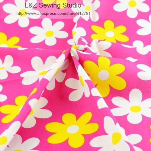 1 meter x 145 cm wide pink flower Printed cotton fabric fashion kids clothing fabric for dress garment quilting patchwork