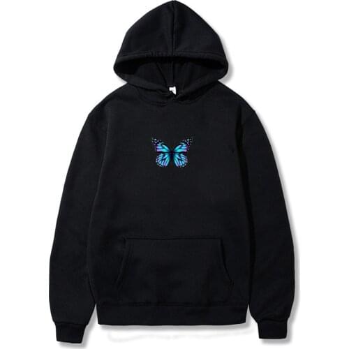 Blue Butterfly Printing Women itself Hoodies Harajuku Sweatshirt for Womens Unisex Oversized Hoodie Man Fashion Clothes Hoodies